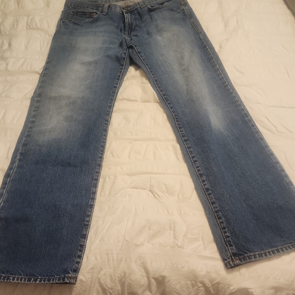 Calvin Klein Woman  Denim Blue Relaxed Jeans Versatile Everyday Wear 41 Inch